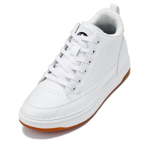 Image of CALTO Men's Invisible Height Increasing Elevator Shoes - Casual Low-top Leatherette Sneakers - 2.4 Inches Taller