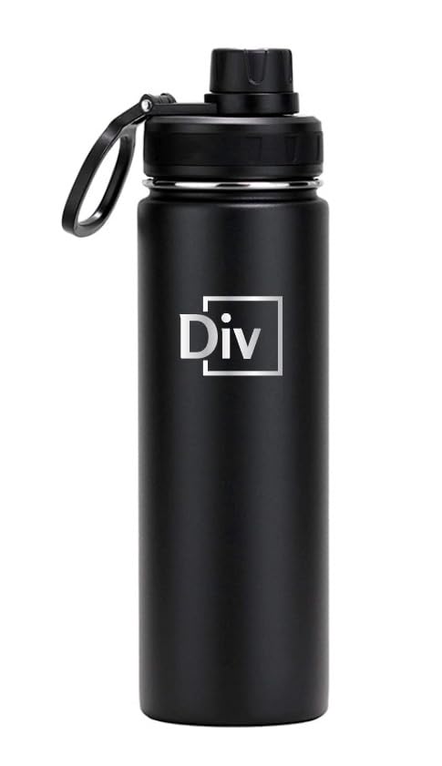 Sports Water Bottle - 22 oz., 3 lids, Stainless Steel Gym & Sports Water Bottle, Leak Proof, Double Walled, Insulated, Thermos Flask (Red)