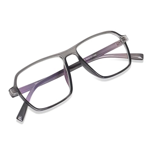 Image of Peter Jones Grey Square Unisex Medium Sleek Optical Frame with Anti Glare Lenses (AG216GT)
