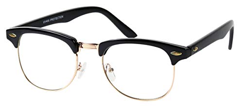 ShadyVEU Classic 80s Style Vintage Club Half Rimmed Frame Clear Lens UV400 Horn Accent Rimless Men Women Eye Glasses2