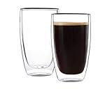 CnGlass Double Wall Thermo Glass Cup 13.5 oz,Insulated Glass Coffee Set of 2