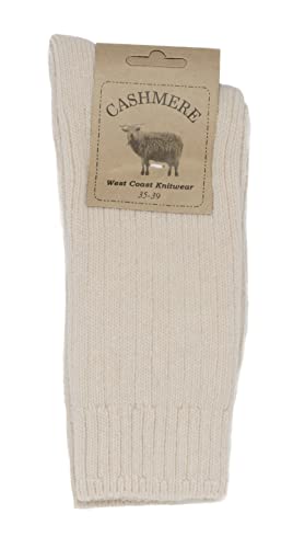 WEST COAST KNITWEAR Womens Fine Cashmere and Merino Wool Super Soft and Warm Socks (Beige)