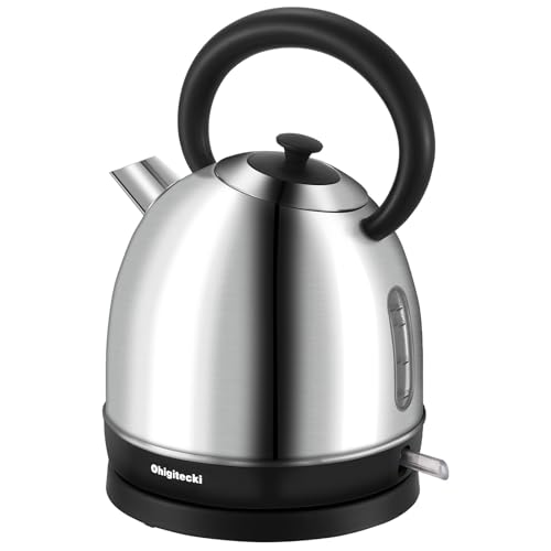 1.7L Electric Kettle, Cute Water Boiler with Thermometer & Auto Shut-Off, 1200W Fast Boiling Kettle for Home Kitchen Office, BPA-Free, Boil-Dry Protection (Stainless Steel Sanding)