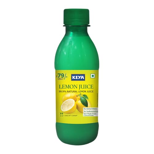 Image of Keya Fresh Lemon Juice| Contains Natural Lemon Juice| No Added Water, No Concentrate, No Sedimentation|Fresh for 24 Months| Quick, Easy, Hassle Free Essential| For Everyday Cooking & Beverages| 250 ml