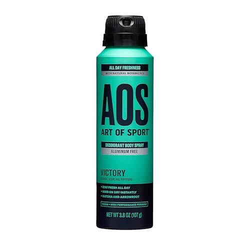 Art of Sport Mens Body Spray Deodorant Aluminum Free Victory Fragrance Made with Natural Botanicals Moisturizing Tea Tree Soap Victory Scent 3.8 Ounce
