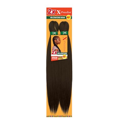 Sensationnel X-pression prestretched braiding hair - 2x braid 48 inch all kanekalon flame retardant synthetic braid for box braids and twists (1 pack, 33)