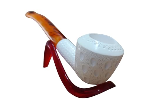 Handmade Turkish Geometric Carved Block Meerschaum Pipe