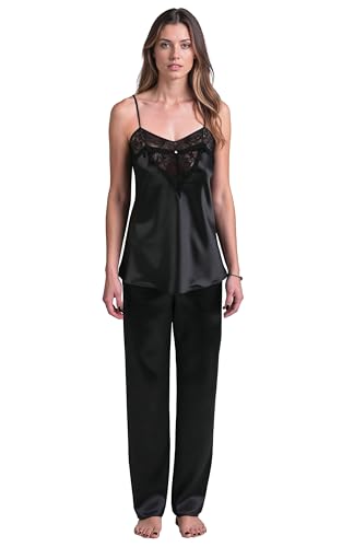 Pyjama ensemble satin VIVISENCE 2035 avec bretelles réglables pour femme