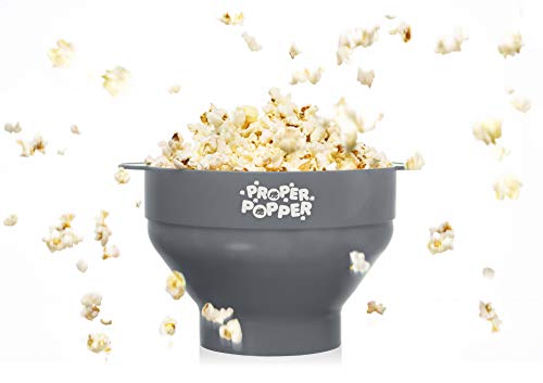 The Original Proper Popper Microwave Popcorn Popper, Silicone Popcorn Maker, Collapsible Bowl BPA Free & Dishwasher Safe - (Gray)