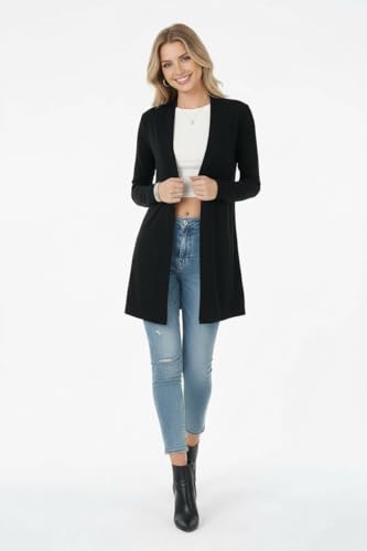 Image of ToBeInStyle Womens Open Front Long Sleeve Lightweight Asymmetrical Draped Cardigan with Side Pockets