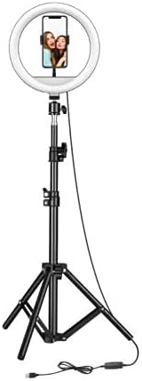 Miniatura 3 de Anillo de luz LED ultra brillante de 10 pulgadas con soporte para teléfono y trípode extensible, perfecto para decoración de dormitorio, tiene una