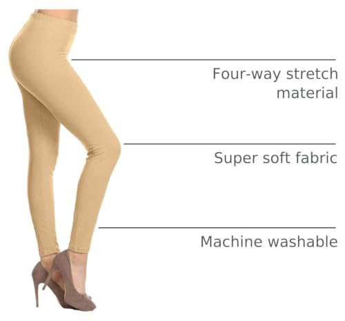 Image of Leggings Depot Women's High Waist Leggings Soft 1 inch Waistband Solid Pants - Regular, Plus, 1X3X, 3X5X
