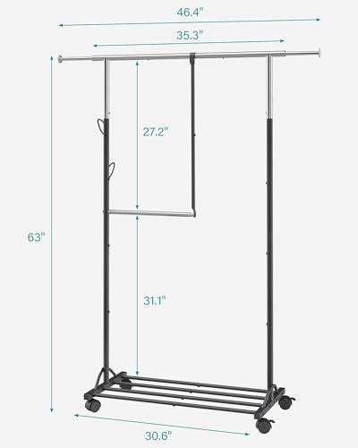 Favoosty SMG001C Clothing Rack Adjustable For Kids, Heavy Duty Double Rod Design,Garment Rack Rolling thumb #8