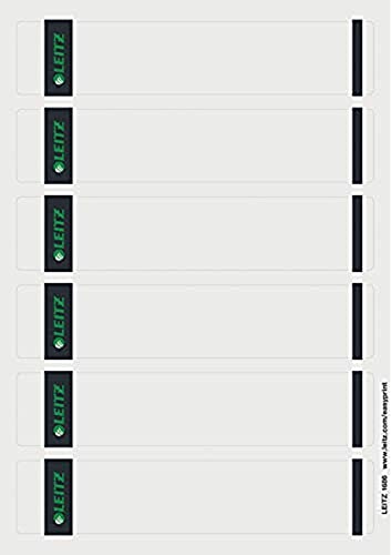 Leitz PC-beschriftbare Rückenschilder selbstklebend für Standard- und Hartpappe-Ordner, 150 Stück, Kurzes und schmales Format, 39 x 192 mm, Papier, grau, 16862085