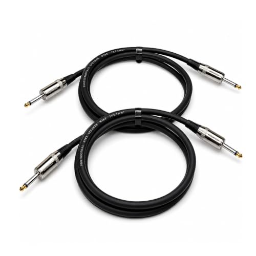 KOOKFJLLZ 1/4 to 1/4 TS Speaker Cable 12 AWG, 6Ft 2-Pack, 500W OFC Gold Plated Heavy Duty Amp Cord for Guitar Amp, Bass Amp, PA System, DJ Equipment, Powered Speaker