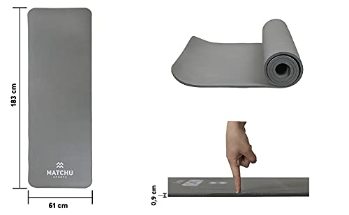 Fitness mat | Yogamat | Sportmat | Anti-slip | Grijs | 180 x 60 x 0,9 cm | Gemaakt van duurzaam NBR | Inclusief… - Image 5