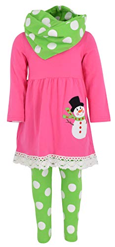 Unique Baby Girls Frosty the Snowman 3 Piece Christmas Outfit (7/XXL, Pink)