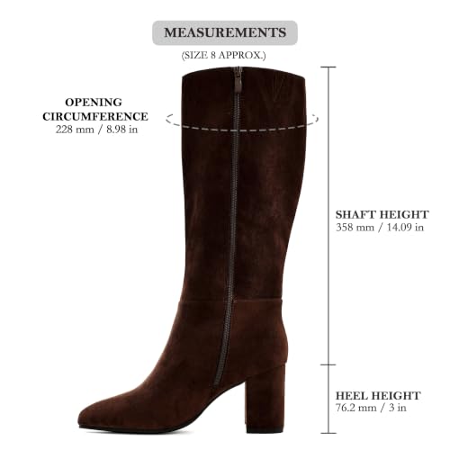Image of Shoe'N Tale Knee High Boots for Women Chunky Block Heel Fall Winter Pointed Toe Boots