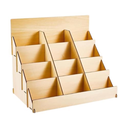 GUOOL グリーティングカードオーガナイザーディスプレイスタンド 4段 木製展示台 ポストカードスタンド カウンター 小売 ディスプレイラック スタンプ 写真 はがき 文房具用 卓上収納ラック