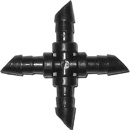 Insert Barb Connector Cross 1/4 Inch (5 mm)