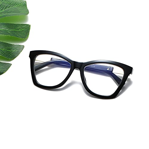 Image of Bevi Reading Glasses Anti Eyestrain Blue Light Blocking Large Square Oversize Frame with Metal Hinge for Women and Men