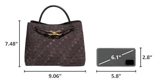 Image of Suede Woven Tote Bag for Women PU Leather Hobo Bags Casual Crossbody Purse Shoulder Satchel Bag Top Handle Tote Handbag