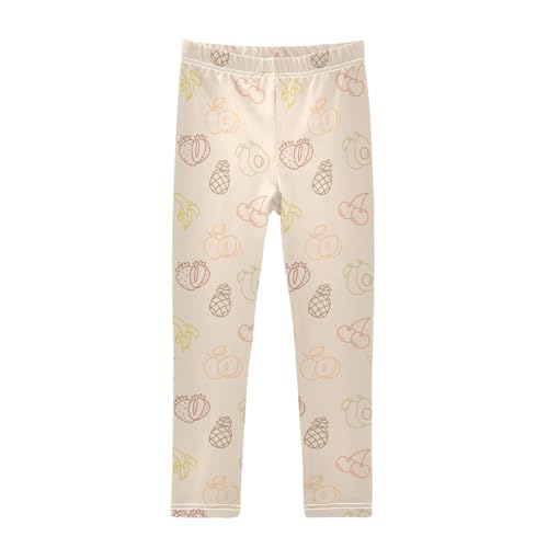Hand Drawn Fruit Girls Leggings,Workout Leggings for Girls Toddler Athletic Legging Size for 3-10T