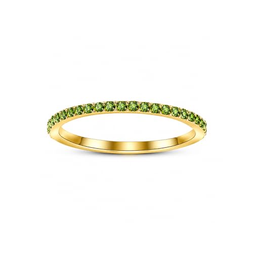 GlameVibe Birthstone Rings For Women Silver Stackable Cubic Zirconia Stainless Steel Birth Stone Ring To My Daughter/Mom Birthday Unique Gifts Jewelry (08-Gold-August 6)