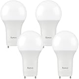 Sunco GU24 LED Bulb A19, 2 Prong Light Bulbs, 800 LM, 9W (60W Equivalent), 5000K Daylight, Dimmable, Twist & Lock GU24 Pin Base, CRI91, Instant On UL 4 Pack.
