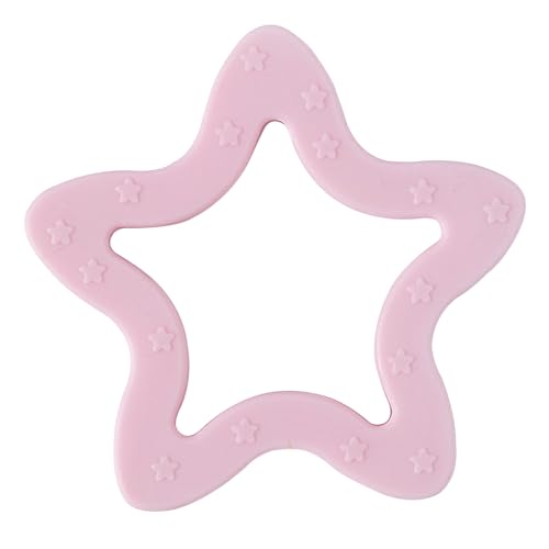 Image of Jimibaby Silicone Star Teether, Christmas, Holiday teether, the First Teething Toy for Baby Boys and Girls,100% BPA Free, Easy to Hold, Ideal Stocking Stuffers for Baby boy and Girl (Star Pink)