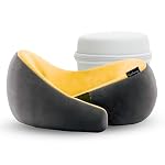 Lifelong Travel Neck Pillow | Premium Memory Foam Neck Support | Adjustable Headrest for Sleeping, Airplane Use | Portable Cushion with Case | Yellow