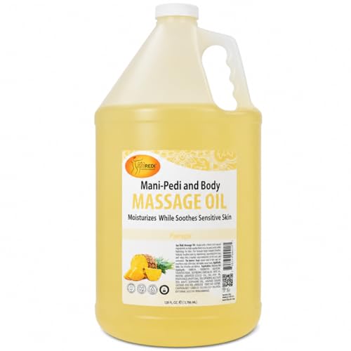 SPA REDI Pineapple Massage Oil 5-Botanical Blend with Almond Avocado & Vitamin E | Professional Spa & At-Home Full Body Use | Cruelty-Free Sulfate-Free Silicone-Free Zero-Residue | 128 oz