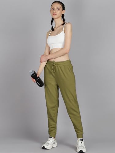Image of Vogaan Women's Cotton Blend Regular Fit Track Pants | Drawstring Waist Solid Joggers | Super Combed Casual Joggers for Running & Gym
