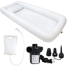 Medical Bedside Shower Inflatable Bathtub, Portable Inflatable PVC Body Washing Basin Set with Water Bag and Electric Air Pump,Air Pillow, Bath in Bed Assist Aid, for Disabled, Elderly