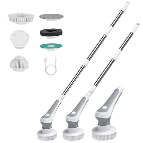 Image of Nexlev Electric Spin Scrubber for Bathroom | Bathroom Cleaning Machine Electric with 6 Interchangeable Heads | Auto Water Spray | 90 Min Runtime | Adjustable Handle | IP68 Waterproof SS-02