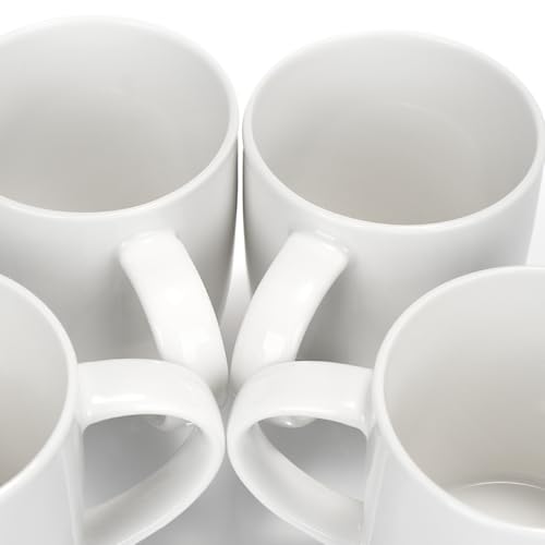 com-four® 6x Kaffeebecher aus Porzellan - Kaffee-Tasse im modernem Design - Basic Kaffeepott White für Kalt- und Heißgetränke - 330 ml