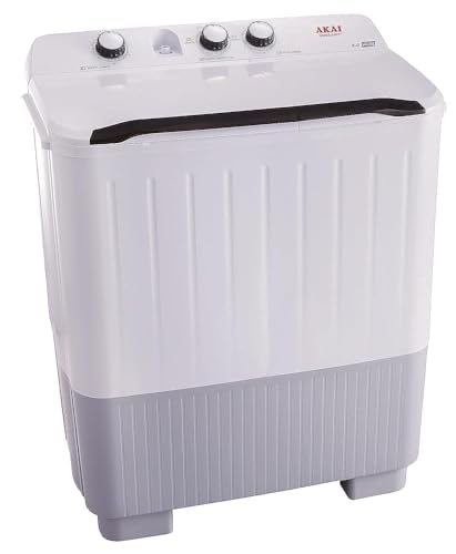AKAI 9kg Twin-Tub Semi-Automatic Washing Machine, Powerful Pulsator, Energy Efficient, Easy Wash Timer, Spin Timer, 73WX 47DX97H in Cms,White WMMA-X09TT