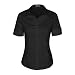 SUNNOW Womens Tailored Short Sleeve Basic Simple Button-Down Shirt with Stretch (M, Black)