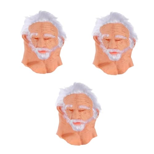 Masque de vieil homme réaliste avec barbe blanche et rides effrayantes pour cosplay Halloween