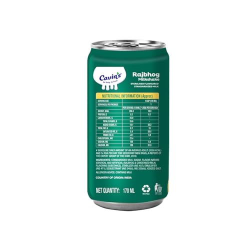 Image of Cavin's Rajbhog Milkshake | Royal Rajbhog Flavoured Ready to Drink Milkshake | Smooth, Creamy & Delicious Beverage | 170ml