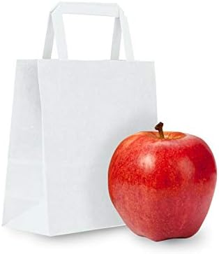 Reli. 100 Pack | 7"x3.15"x8" | Small White Paper Bags w/Handles | Kraft Paper Gift Bags/Shopping Bags | White Paper Bags for Retail, Merchandise, To Go, Parties, Small Items (White)