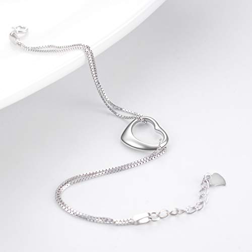 Yfn Heart Anklet For Women Sterling Silver Adjustable Foot Ankle Bracelet 8+2 Inch (Heart Anklets) #TOP5