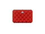 Capacidad para 10 tarjetas. Ögon QB-Red Tarjetero Quilted Button Cartera de Aluminio Anodizado Cerradura de Metal Rojo