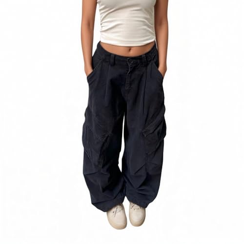 Vintage Cargo Capri Pants Y2k Button Up Jeans Summer Oversized Wide Leg Pants Streetwear Unisex3