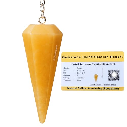 Image of Certified Yellow Aventurine Pendulum Dowsing Tool - Natural Crystal Pendulum for Spiritual Guidance - Premium Dowser Pendulum for Accurate Divination and Energy Healing - Perfect for Energy Healing and Chakra Balancing - Handcrafted with Precision and Elegance