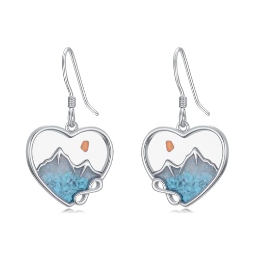 Dorunmo Mountain Earrings 925 Sterling Silver Mustard Seed Drop Earrings Turquoise Mountain Dangle Christian Faith Jewelry Gifts for Women