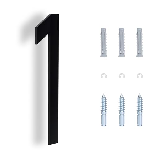 WellMade 6″ Stainless Steel Floating House Number 1 – Premium 304 Metal Address Sign for Outdoor, Rustproof Modern Door/Wall/Mailbox Numbers with 3D Shadow Effect, Fits 911 Visibility Standards (1)