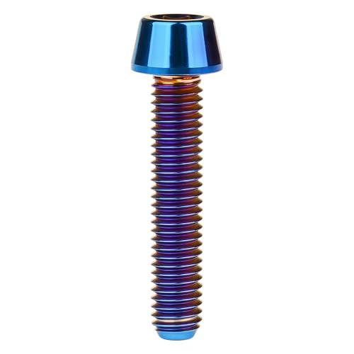 Image of Titanium Ti Bolt M5x9 16 18 20 25 30 35 40 45 50 55 60mm Tapered Head Screws Pack of 4 (M5x25mm, Burnt Blue)