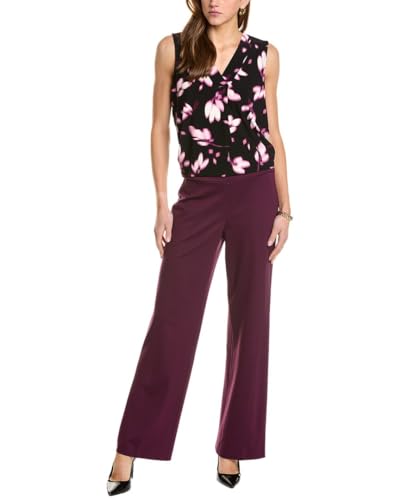 Pantalon jambe large fluide femme noir business décontracté