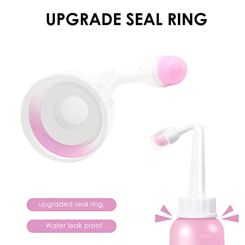 Image of RUFCRIL Mini Peri Bottle, 350ml Portable Travel Bidet with Extra Ring and Carry Bag, TPE Material for High Temperature Resistance, Essentials for Postpartum Perineal Care,Hemorrhoid Treatment, Pink